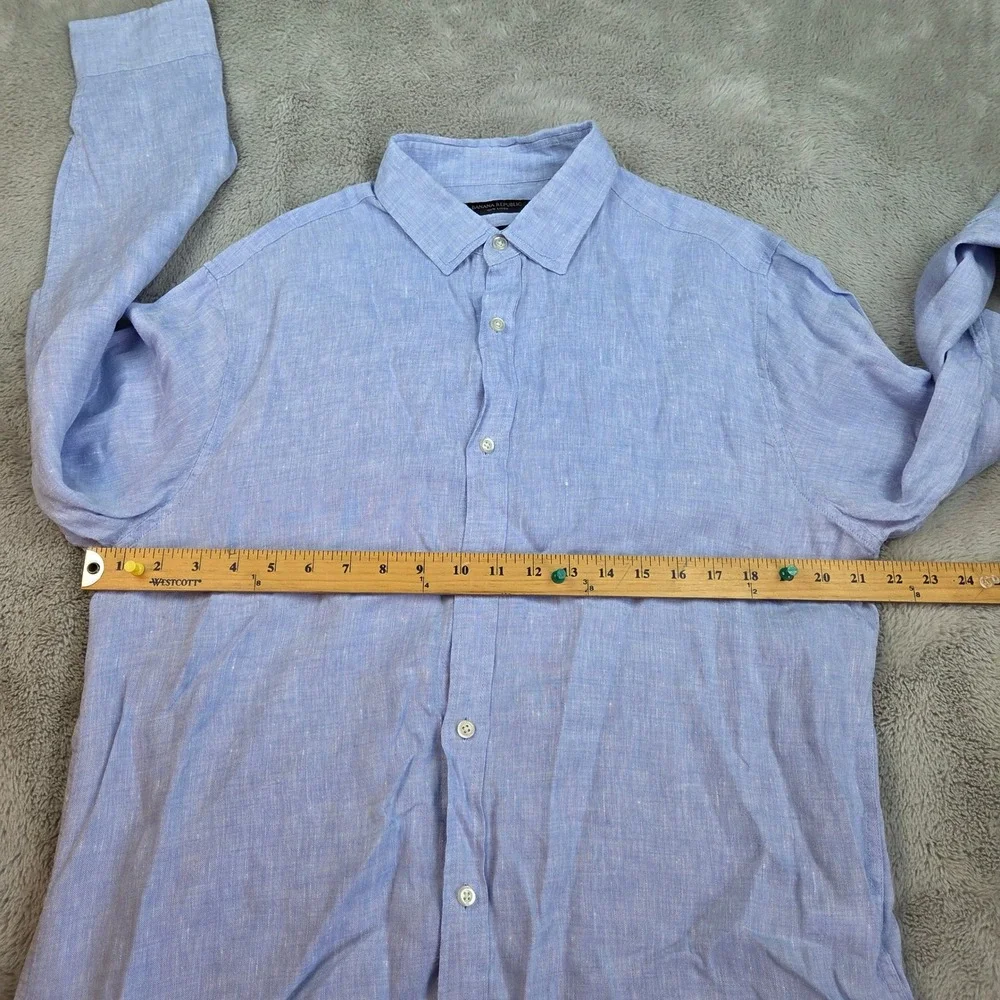 Banana Republic Linen Button Down Mens L Camden Standard Fit Long Sleeve Blue